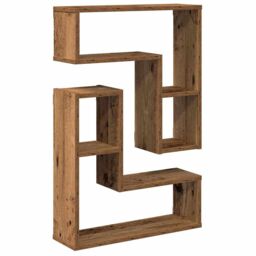 Berkfield Home Wall Cube Shelves 2 pcs Old Wood 50x15x50 cm Engineered Wood in Brown - Size: 50 x 15 x 50 cm - thumbnail 2