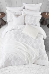 Nalu Nicole Scherzinger 'Dalisay' Cotton Sateen Duvet Set in White - Size: King - thumbnail 4