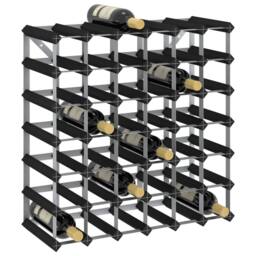 Berkfield Home Durable Wine Rack for 42 Bottles Black Solid Pine Wood - thumbnail 2