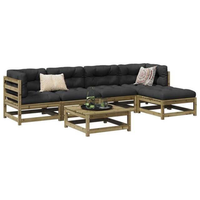 Berkfield Home 6 Piece Garden Sofa Set Impregnated Wood Pine in Brown - image 1
