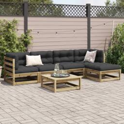 Berkfield Home 6 Piece Garden Sofa Set Impregnated Wood Pine in Brown - thumbnail 3