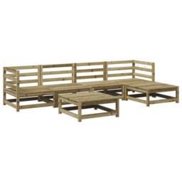 Berkfield Home 6 Piece Garden Sofa Set Impregnated Wood Pine in Brown - thumbnail 2