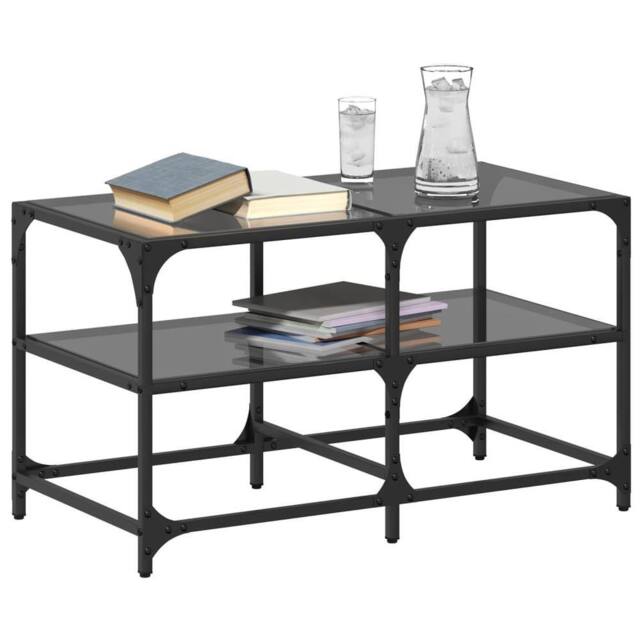Berkfield Home Decorative Coffee Table with Black Glass Top 78.5x40x45 cm Steel - image 1