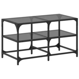 Berkfield Home Decorative Coffee Table with Black Glass Top 78.5x40x45 cm Steel - thumbnail 3