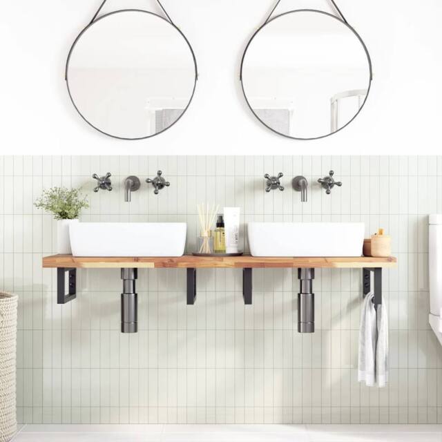 Berkfield Home Bathroom Vanity Top Untreated 140x40x4 cm Solid Wood Acacia in Brown - Size: 140 x 40 x 4 cm - image 1