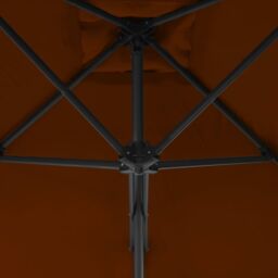 Berkfield Home Outdoor Parasol with Steel Pole Terracotta 250x250x230 cm in Brown - Size: 250 x 250 x 230 cm - thumbnail 4
