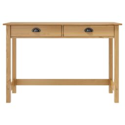 Berkfield Home Console Table Hill with 2 Drawers 110x45x74 cm Solid Pine Wood in Brown - Size: 110 x 45 x 74 cm - thumbnail 2