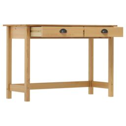 Berkfield Home Console Table Hill with 2 Drawers 110x45x74 cm Solid Pine Wood in Brown - Size: 110 x 45 x 74 cm - thumbnail 3