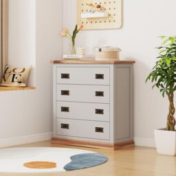Cabinet Bits Bomporto 4 Drawer Chest of Drawers Bras Drop Handle in Light Grey - thumbnail 1