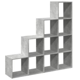 Berkfield Home Room Divider Bookcase 4-Tier Old Wood 143.5x29x143.5 cm Wood in Grey - thumbnail 7