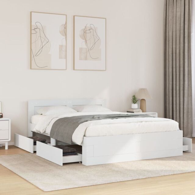 Berkfield Home Bed Frame with Headboard without Mattress White 120x190 cm Small Double - image 1