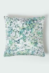 Homescapes Floral Garden Green Velvet Cushion 46 x 46 cm - thumbnail 1