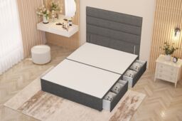 Somnior Chambery Divan Bed Frame 2 Drawers with Floor Standing Headboard Linen in Mid Grey - Size: Small Single - thumbnail 3