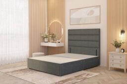 Somnior Chambery Divan Bed Frame 2 Drawers with Floor Standing Headboard Linen in Mid Grey - Size: Small Single - thumbnail 2