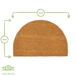 Nicola Spring Half Moon Coir Door Mat - 60 x 40cm in Brown - Size: 40 cm x 60 cm - thumbnail 3