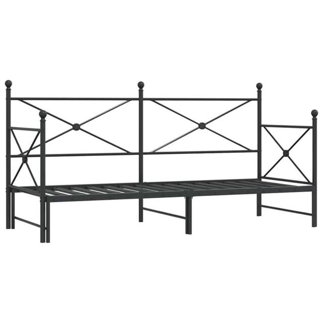 Berkfield Home Daybed with Trundle without Mattress Black 90x200 cm Steel - image 1