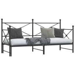 Berkfield Home Daybed with Trundle without Mattress Black 90x200 cm Steel - thumbnail 5