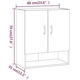 Berkfield Home Wall Cabinet White 60x31x70 cm Engineered Wood - Size: 60 x 31 x 70 cm - thumbnail 9