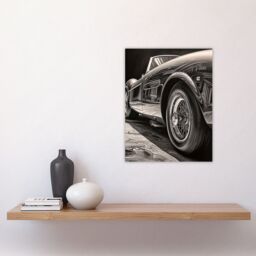 Artery8 Sleek & Sporty Hyper Realistic Graphite Drawing Sports Car Spoke Wheels Gift For Him Unframed Wall Art Print Poster Home Decor Premium - thumbnail 4