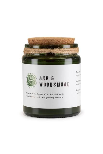 KDMD Ash & Woodsmoke Soy Candle with Woodwick 26 Hour Burn in Green - image 1