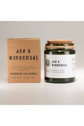 KDMD Ash & Woodsmoke Soy Candle with Woodwick 26 Hour Burn in Green - thumbnail 2