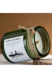 KDMD Ash & Woodsmoke Soy Candle with Woodwick 26 Hour Burn in Green - thumbnail 4