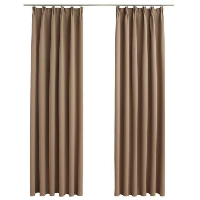 Berkfield Home Blackout Curtains with Hooks 2 pcs Taupe 140x175 cm - image 1