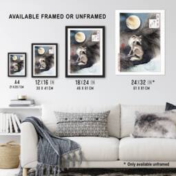 "Artery8 Yoshitoshi Wolf & the Moon Vintage Japanese Ukiyo-e Wall Art Print - Size: W12"" x H16""" - thumbnail 3