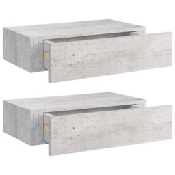 Berkfield Home Wall Drawer Shelves 2 pcs Concrete Grey 40x23.5x10cm MDF - Size: 40x23.5x10 cm - thumbnail 2