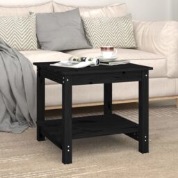 Berkfield Home Coffee Table Black 50x50x45 cm Solid Wood Pine - Size: 50 x 50 x 45 cm - thumbnail 3
