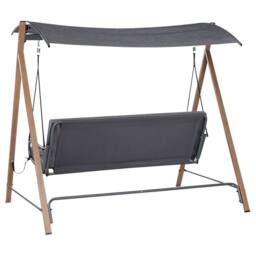 Wyld and Coco 3 Seater Patio Swing Grey Steel Wood Look Finish and Adjustable - thumbnail 5
