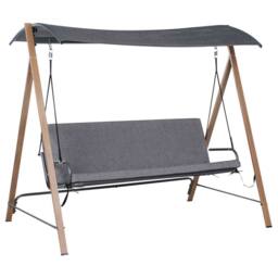 Wyld and Coco 3 Seater Patio Swing Grey Steel Wood Look Finish and Adjustable - thumbnail 2
