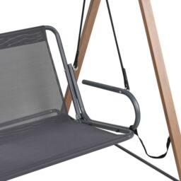 Wyld and Coco 3 Seater Patio Swing Grey Steel Wood Look Finish and Adjustable - thumbnail 8
