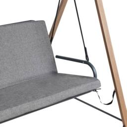 Wyld and Coco 3 Seater Patio Swing Grey Steel Wood Look Finish and Adjustable - thumbnail 7