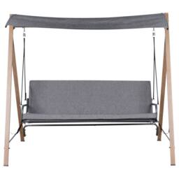Wyld and Coco 3 Seater Patio Swing Grey Steel Wood Look Finish and Adjustable - thumbnail 4