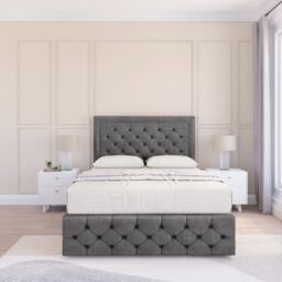 "Sloomy Vienna Plush Bed Set, No Drawers Mattress & 54"" Headboard in Dark Grey - Size: Super King" - thumbnail 1