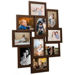 Berkfield Home Collage Photo Frame for 10x(10x15 cm) Picture Dark Brown MDF - Size: 10x15 cm - thumbnail 1
