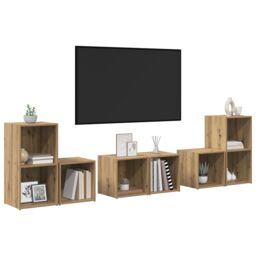 Berkfield Home TV Cabinet Set with Shelf with Storage 6 pcs Artisan Oak Engineered Wood in Brown - thumbnail 3