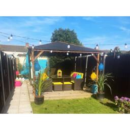 Dunster House Wooden Gazebo 3x3m Heavy Duty Pressure Treated Superfelt Utopia 300 in Brown - thumbnail 6