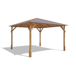 Dunster House Wooden Gazebo 3x3m Heavy Duty Pressure Treated Superfelt Utopia 300 in Brown - thumbnail 1