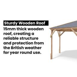 Dunster House Wooden Gazebo 3x3m Heavy Duty Pressure Treated Superfelt Utopia 300 in Brown - thumbnail 8