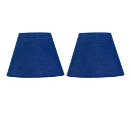 First Choice Lighting Set of 2 Navy Blue Cotton 20cm Diameter Tapered Fabric Lamp Shades