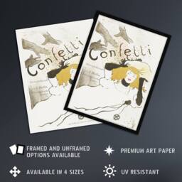 "Artery8 Confetti Vintage French Advert Vintage Wall Art Print Lautrec in White - Size: W24"" x H32""" - thumbnail 2