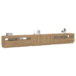 Berkfield Home TV Cabinet with LED Lights Artisan Oak 300x35x40 cm Engineered Wood in Brown - Size: 300 x 35 x 40 cm