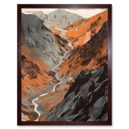 "Artery8 Wall Art Print Scaffel Pike Hiking Trail Rocky Mountain Landscape Art Framed in Brown - Size: W12"" x H16""" - thumbnail 1