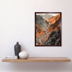 "Artery8 Wall Art Print Scaffel Pike Hiking Trail Rocky Mountain Landscape Art Framed in Brown - Size: W12"" x H16""" - thumbnail 2