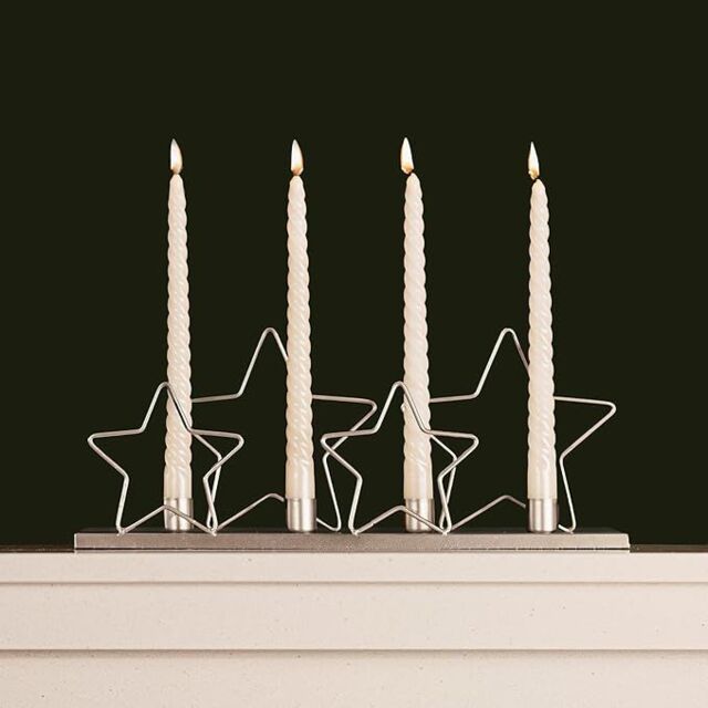 Marco Paul Silver Star Taper Candle Holder Metal Candle Holder Candlestick - image 1