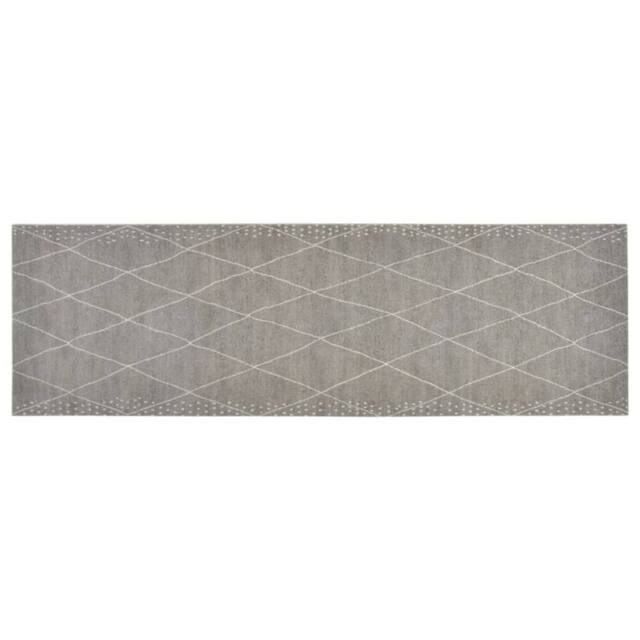 Berkfield Home Kitchen Rug Washable Rhombus 60x180 cm Velvet in Grey - image 1