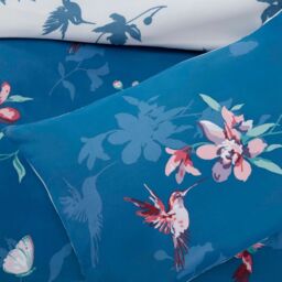 Rapport Home Hummingbird Microfibre Floral Duvet Cover Set With Pillowcase in Blue - Size: King - thumbnail 2