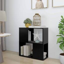 Berkfield Home Decorative Book Cabinet Black 60x24x63 cm Engineered Wood - Size: 60 x 24 x 63 cm - thumbnail 2